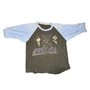 Vintage 1983 Zebra Band Shirt Raglan 3/4 Double Sided Debut Tour Tee 80s